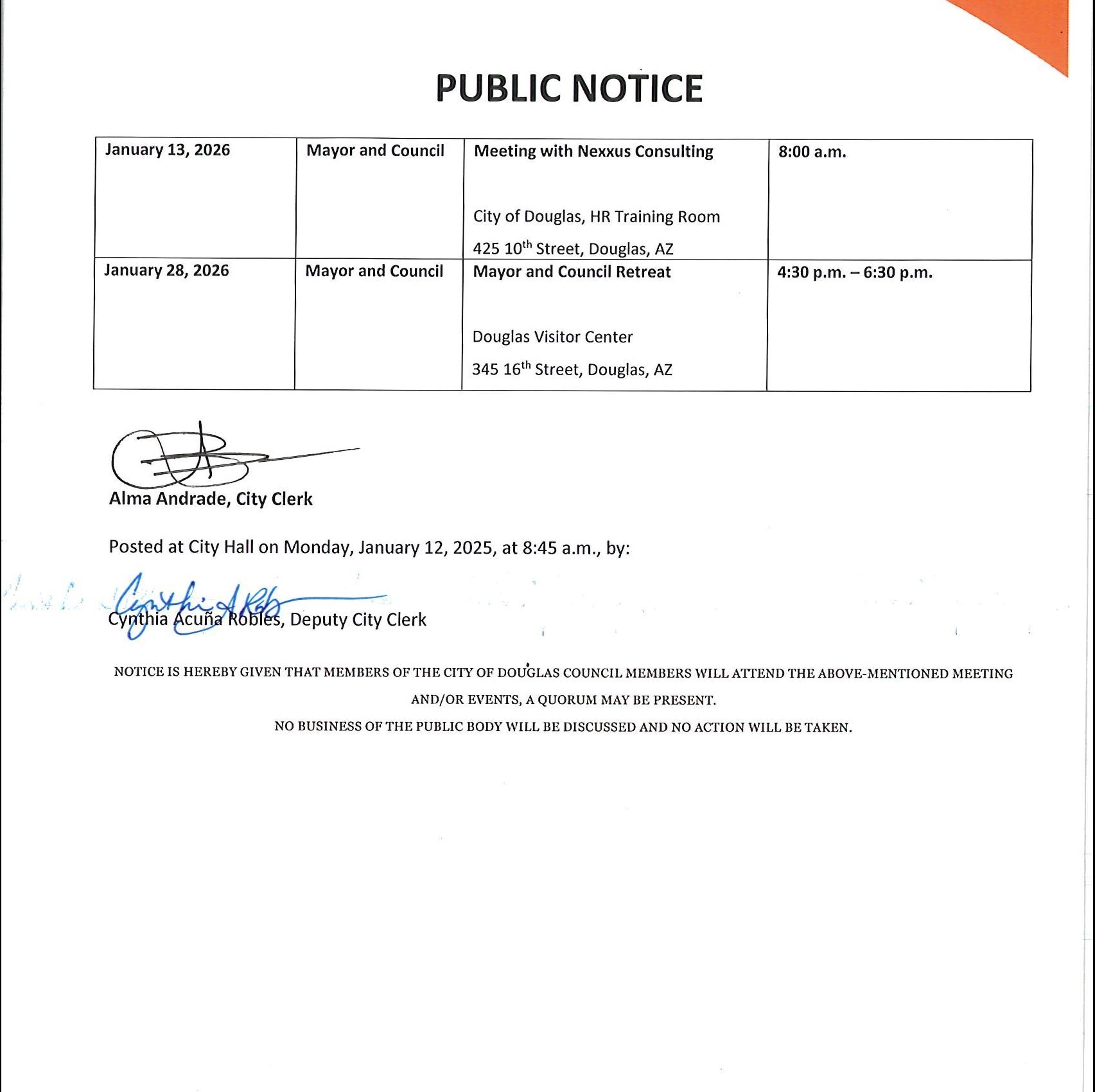 Council Events Public Notice 011226